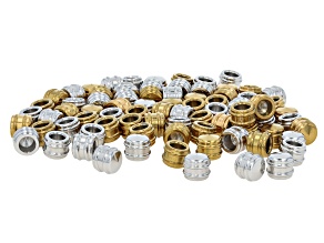 Stainless Steel & 18k Gold Over Stainless Steel 6x7.5mm End Cap Set of 80