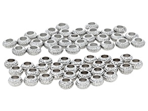 Stainless Steel 7x4 & 8x4mm Textured Spacer Bead Set of 60