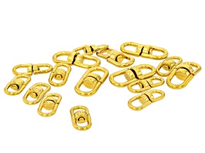 18K Gold Over Stainless Steel 16x7.5mm & 21x10mm Swivel Connector Set of 16