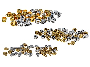 Antique Silver & Gold Tone Assorted Floral Bead Bails Set of 120
