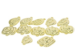 Gold Tone Swirl 33x23mm Rectangle & 38x19mm Irregular Connector Set of 12