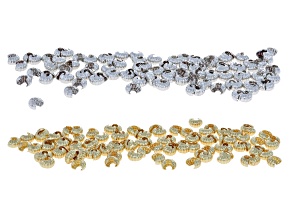 Silver & Gold Tone Brass 4mm Crimp Covers Set of 200