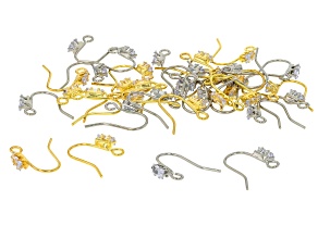 Gold & Silver Tone Ear Wires with Cubic Zirconia Accents Set of 36