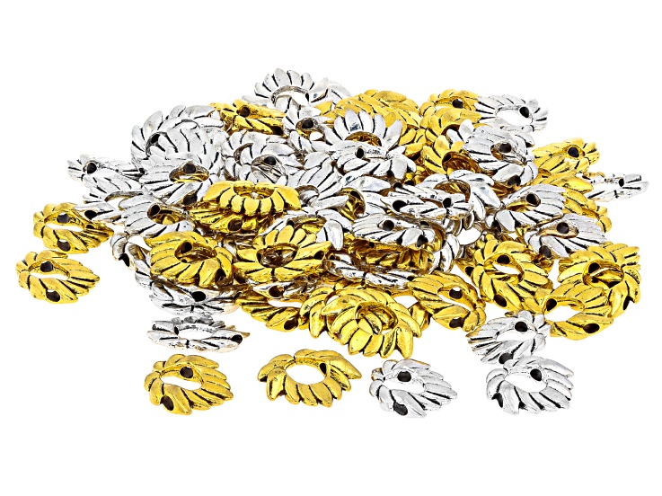 Antique Silver & Gold Tone 14x18mm Lotus Bead Frame Set of 100