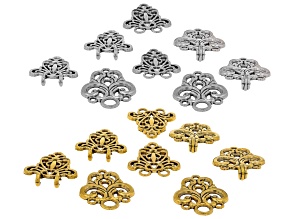 Antique Silver & Gold Hook & Eye Clasp Set of 8