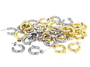 Silver & Gold Tone 20mm Hoop Earring with Jump Ring Set of 40