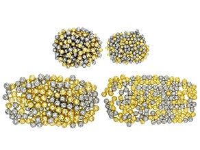 Silver & Gold Tone Assorted Size Filigree Hollow Bead Set of 720