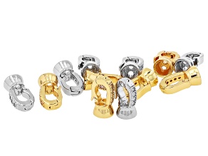 Silver & Gold Tone with Cubic Zirconia 13x6mm Enhancer Set of 12