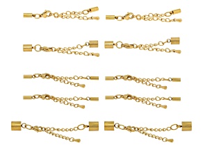 18k Gold Over Stainless Steel Chain Extender with Assorted Size Cord Ends & Lobster Clasp Set of 10