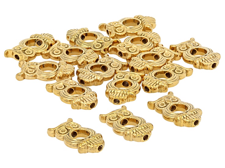 18k Gold Over Stainless Steel 17x10mm Owl Bead Frame Set of 15