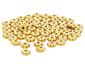 18k Gold Over Stainless Steel 6x3mm Spacer Bead Set of 60
