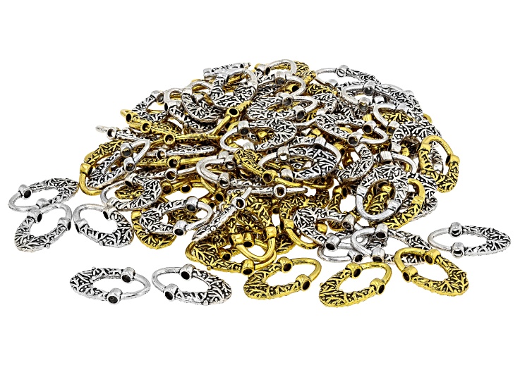 Antique Silver & Gold Tone 20x12mm Bead Frame Set of 100