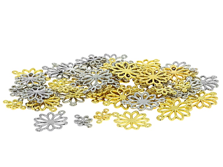 Gold & Silver Tone 25x19mm & 15x9mm Daisy Connector Set of 60