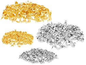 Brass Clamp-On Bead Tip Findings with Double Loop in Silver & Gold Tone appx 600 Pieces