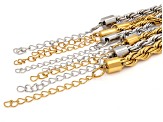 18k Gold Over Stainless Steel & Stainless Steel 18+2" Assorted Rope Chain Set of 8
