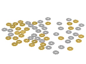 18k Gold Over Stainless Steel & Stainless Steel 5mm Spacer Bead Set of 60