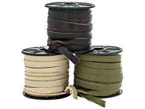 Natural, Chocolate, & Mehandi 5mm Deertan Leather Cord Set Total of 15 Meters