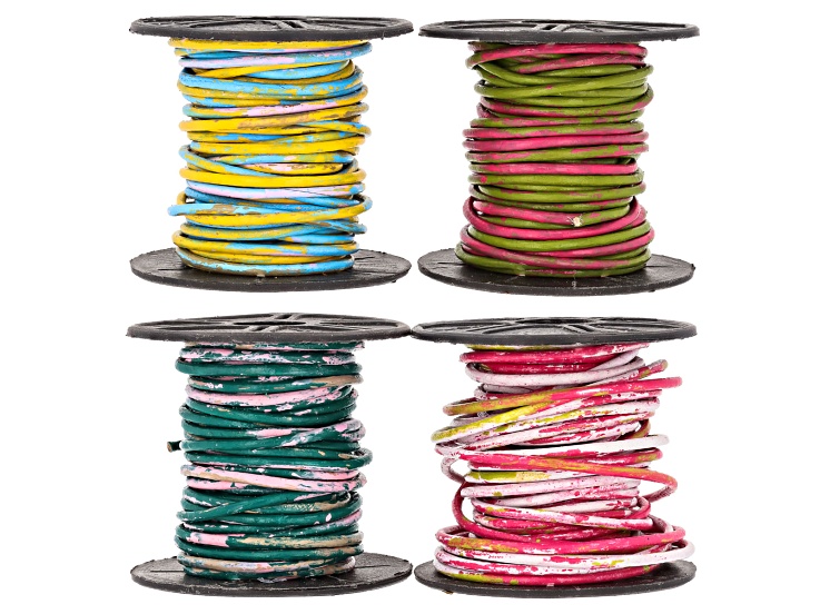 Blossom Mist, Forest Splash, Horizon Glow, & Dragon Fruit 1.5mm Leather Cord Set Total of 20 Meters