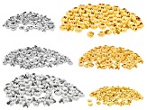 Textured Brass Clamp-On Bead Tip Findings in Assorted Colors & Sizes appx 600 Pieces Total