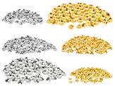 Textured Brass Clamp-On Bead Tip Findings in Assorted Colors & Sizes appx 600 Pieces Total