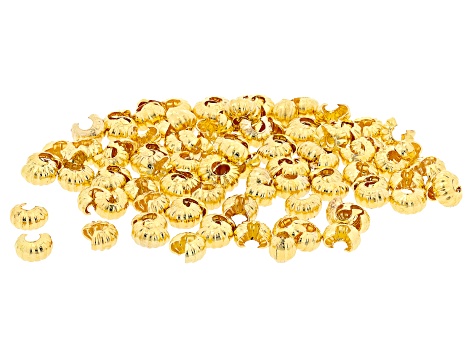 Textured Brass Clamp-On Bead Tip Findings in Assorted Colors & Sizes appx 600 Pieces Total