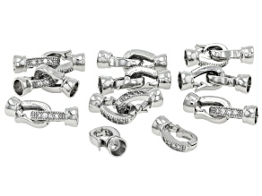 Silver Tone 22mm Clasp with Cubic Zirconia Accents Set of 10