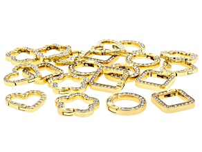 Gold Tone Multi-Shape Spring Clasps with Crystal Accents Set of 20
