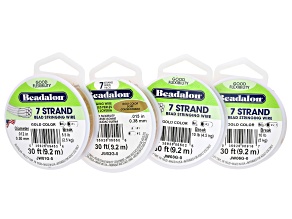 Gold Color 7 Strand Beading Wire in Assorted Diameters Total of 120 Feet