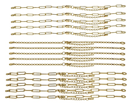 Gold Tone 7" Bracelet Finding Trio Set of 15