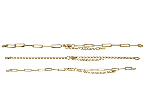 Gold Tone 7" Bracelet Finding Trio Set of 15