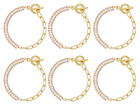 Gold Tone & Clear Crystal Paperclip Chain 8