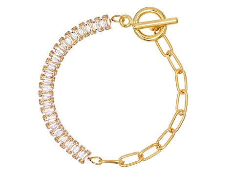 Gold Tone & Clear Crystal Paperclip Chain 8