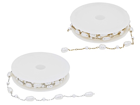Gold Tone Stainless Steel & Stainless Steel with 4, 9x6 & 8x6mm