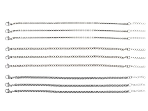 Stainless Steel 8" Bracelet Chain with Lobster Clasp & 1" Extension Chain Set of 9