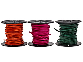 Cyclaman Color, Turquoise Color, & Orange 1.5mm Round Leather Cord Set Total of 15 Meters
