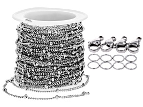 Stainless Steel Bead Chain, Lobster Clasps & Jump Rings appx 8 Meter Chain appx 12 Components