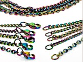Rainbow Titanium over Stainless Steel Finished Chain Set of 10 Chains in Assorted Styles & Sizes