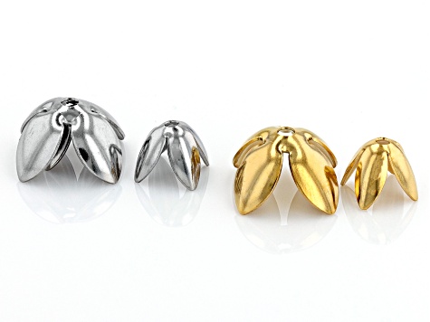 18k Gold Plated & Stainless Steel Flower Cups in Two Sizes appx 100 Pieces Total