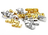 Gold Tone & Silver Tone Hidden End Stringing Component in Assorted Sizes appx 60 Pcs Total