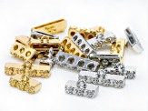 Base Metal Hidden End Stringing Component, Gold Tone & Silver Tone, Assorted Sizes appx 60 Pcs Total