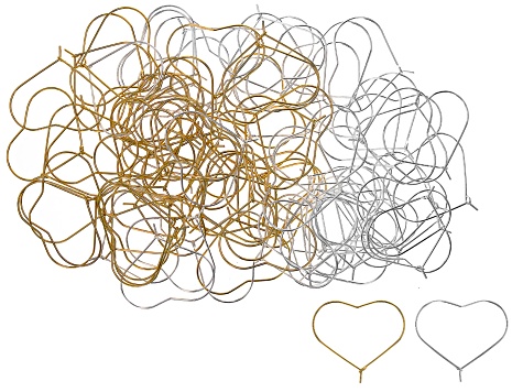 18k Gold Plated & Sterling Silver Plated Brass Heart Shape Ear Wire Hoop appx 100 Pieces Total