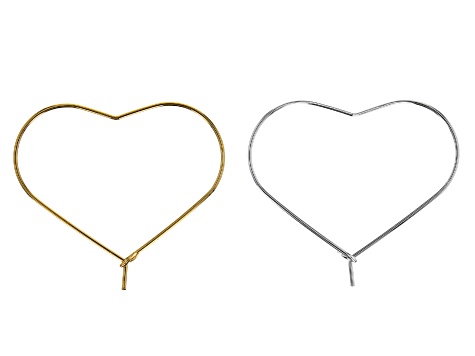 18k Gold Plated & Sterling Silver Plated Brass Heart Shape Ear Wire Hoop appx 100 Pieces Total