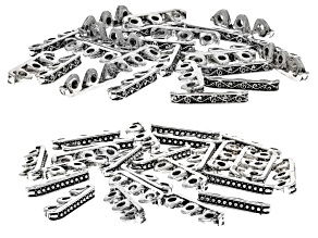 Silver Tone Unique & Beaded Design 3 Row Bead Connectors in Base Metal appx 50 Pieces