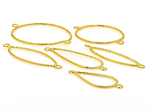 Brass Textured Wire Connector in Gold Tone in Assorted Shapes and Sizes appx 60 Pieces Total