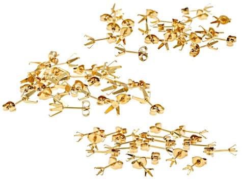 18k Gold Over Stainless Steel 4 Prong Earring Backing in 3 Sizes and Butterfly Earring Backs