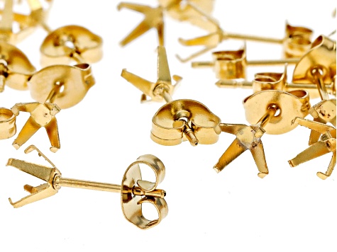 18k Gold Over Stainless Steel 4 Prong Earring Backing in 3 Sizes and Butterfly Earring Backs