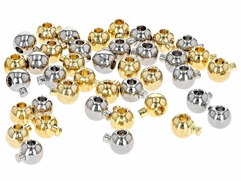 Easy Crimp Beads in Gold Tone Brass & Rhodium Tone Brass appx 40 Total  Pieces - JMKIT531