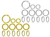 Spring Ring Clasp Set Of 3 Round Sizes And One Oval Style In Gold Tone & Silver Tone 26 Pieces Total