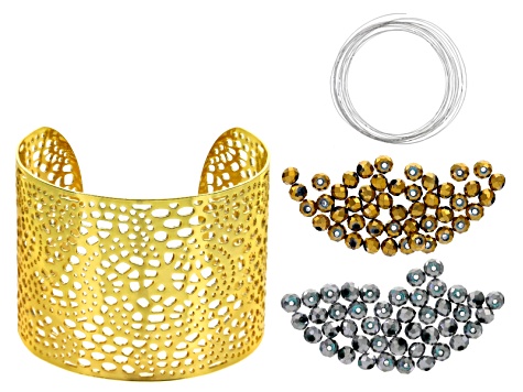 Cuff Bracelet And Glass Bead Supply With Project Kit And instructions
