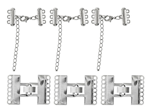 Clasp Kit 6 Pieces in Silver Tone incl Trigger Clasp And Extender Clasp